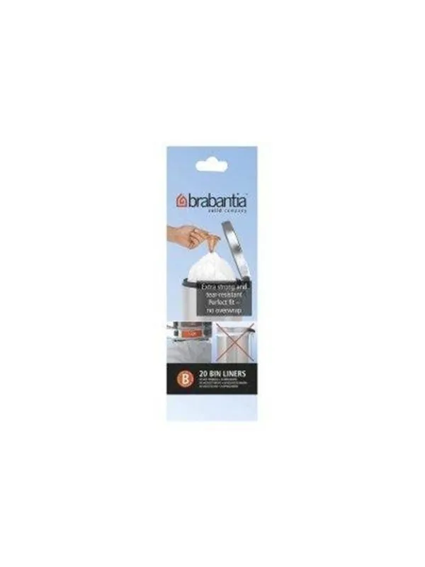 brabantia Size B - trash can liner - 5 L - high-density polyethylene (HDPE) - white - pack of 12 x 20