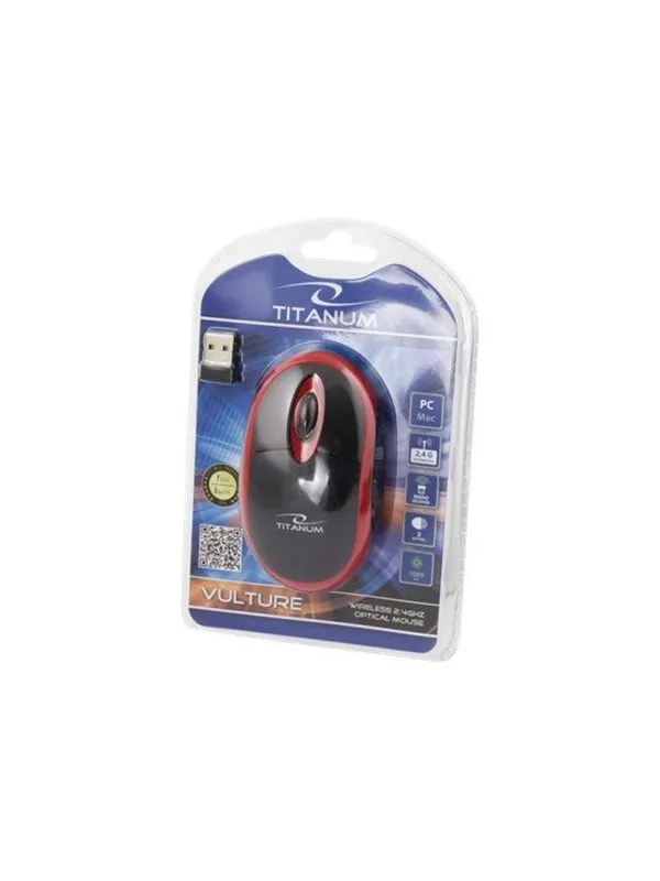 Esperanza Titanum Wireless Optical Mouse 2.4GHz 3D USb Vulture Red - Mus - Optisk - 3 knapper - Rød
