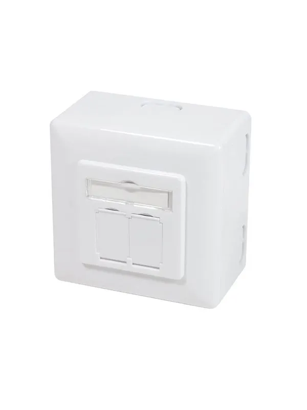 LogiLink Cat.6A wall outlet 2 x RJ45 shielded with backbox signal white