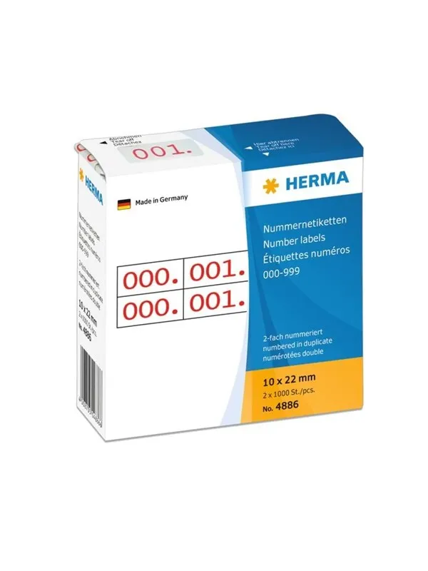 HERMA self-adhesive number labels - 2000 label(s) - 10 x 22 mm