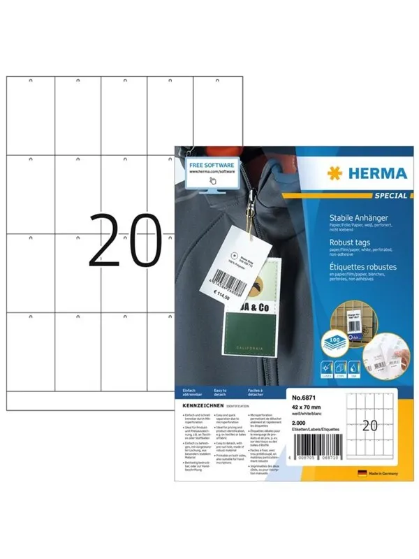 HERMA Robust Tags - labels - 2000 label(s) - 42 x 70 mm