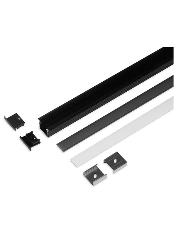 Light Solutions Aluminiumsprofil - Model L (Indbyg) - 20mm LED strip - Sort