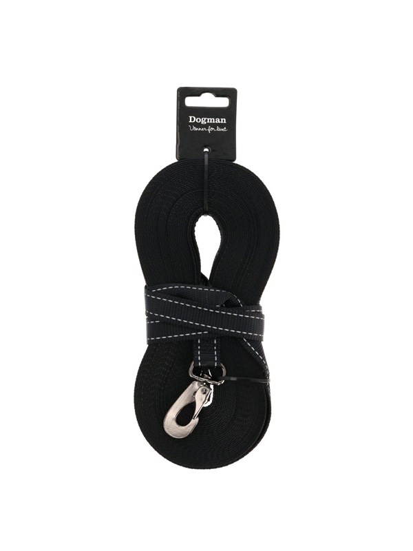 Dogman Iris Vevd Sporline med Karabinkrok Svart 20mm 15m