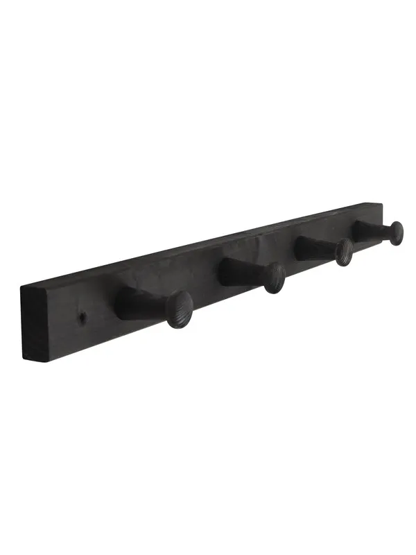 Home>it Coat rack 4 hooks pine wood black RETRO