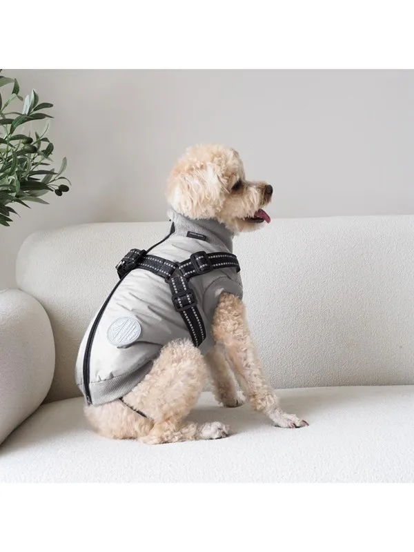 Nordic Paws - Dogcoat Thor with harness - Light Grey - 35 cm