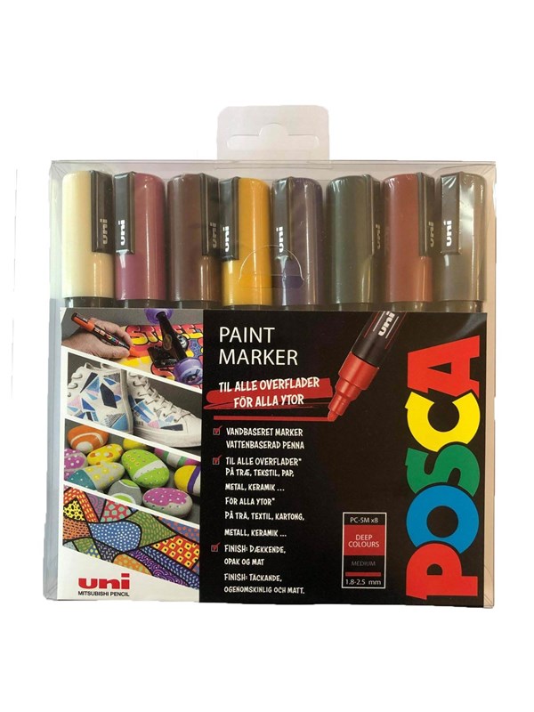 POSCA  marker sæt PC-5M 8 ass. DEEP colors