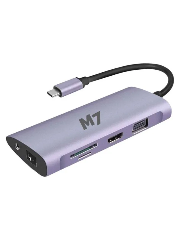 M7 USB-C 11-in-1 dock with HDMI and VGA SD microSD RJ-45 USB3.0 and USB-C