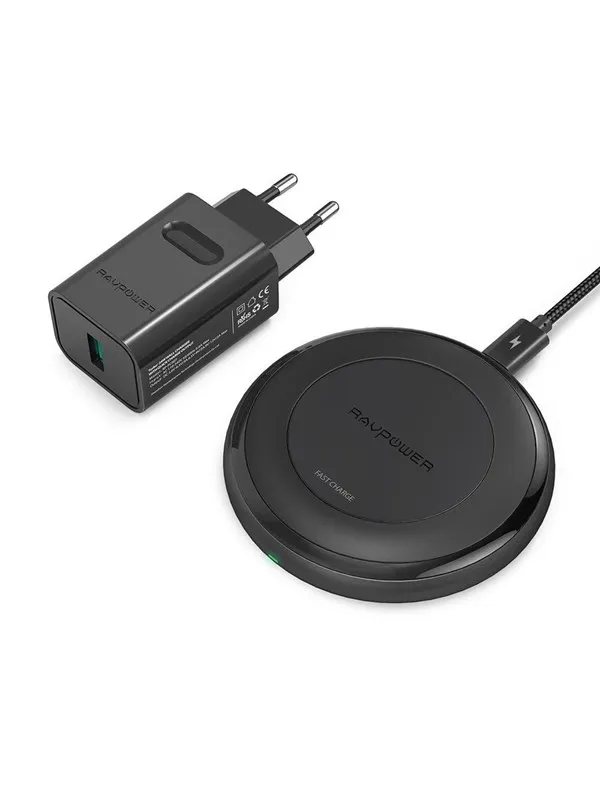 RAVPower Wireless 10W Qi Charger incl. Quick Charge 3.0 wall charger Black