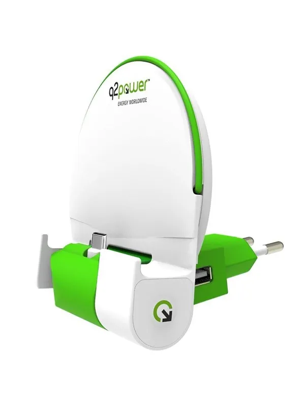 Q2Power Dock and charge powerbank EU type C Nødlader - Hvit - 2000 mAh