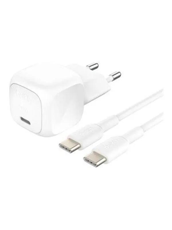 Belkin BoostCharge power adapter - compact - 24 pin USB-C - 20 Watt - with USB-C cable (1m)