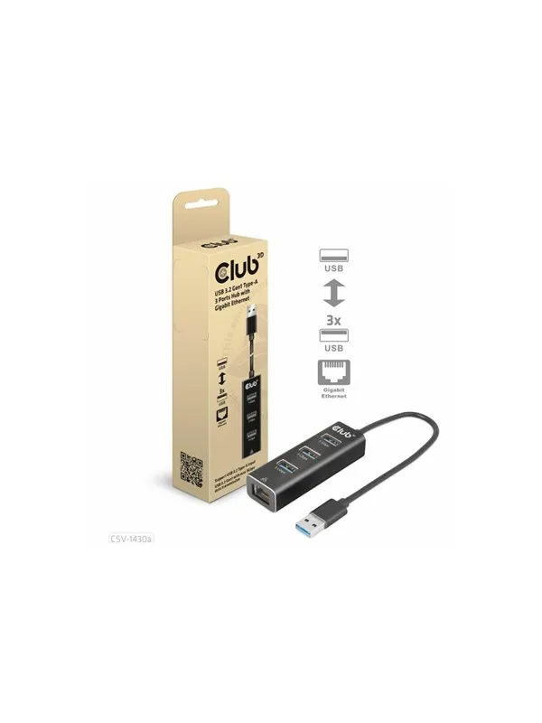 Club 3D CSV-1430A - hub - 4 ports USB-hub - 4 porter - Svart