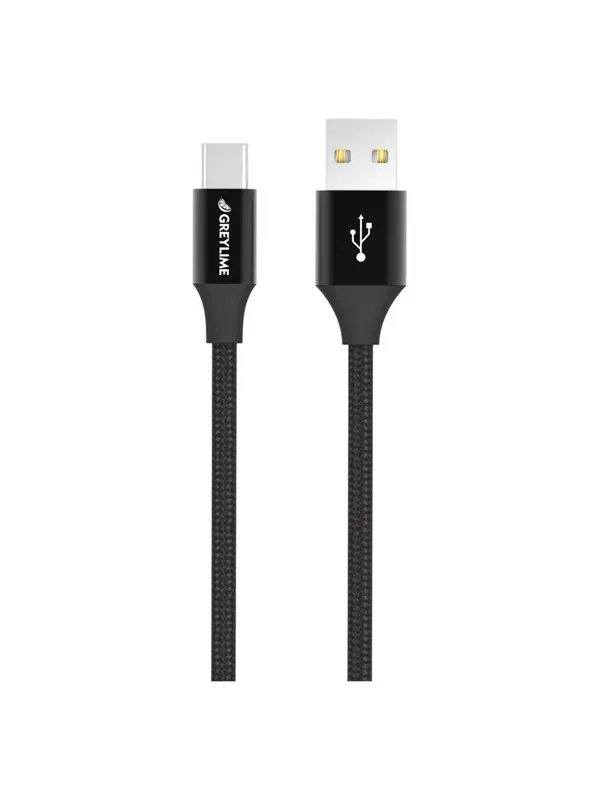 GreyLime Braided USB-A to USB-C Cable Black 1 m