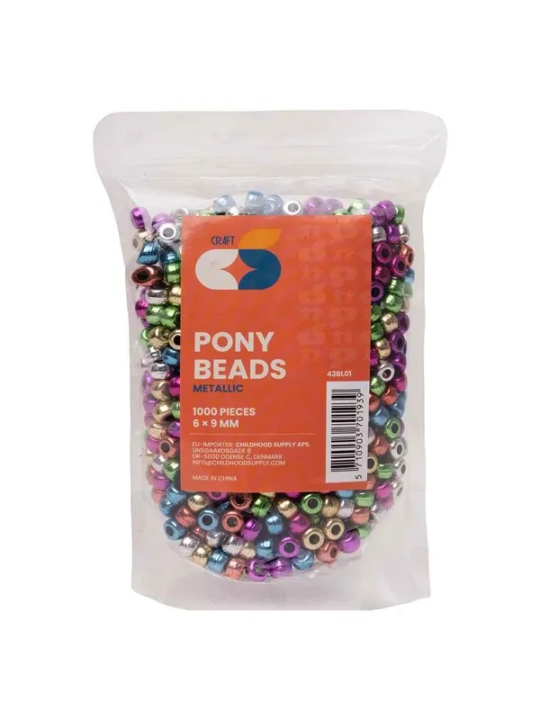 Colorations - Pony Beads Metallic 6x9 mm 1000pcs.