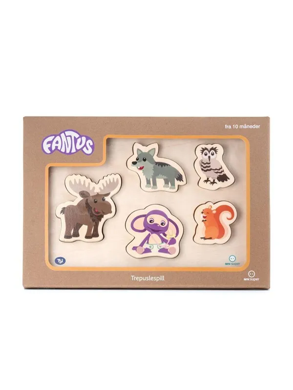 Fantorangen & Fantus WOODEN PUZZLE 5 BRICKS FOREST ANIMALS