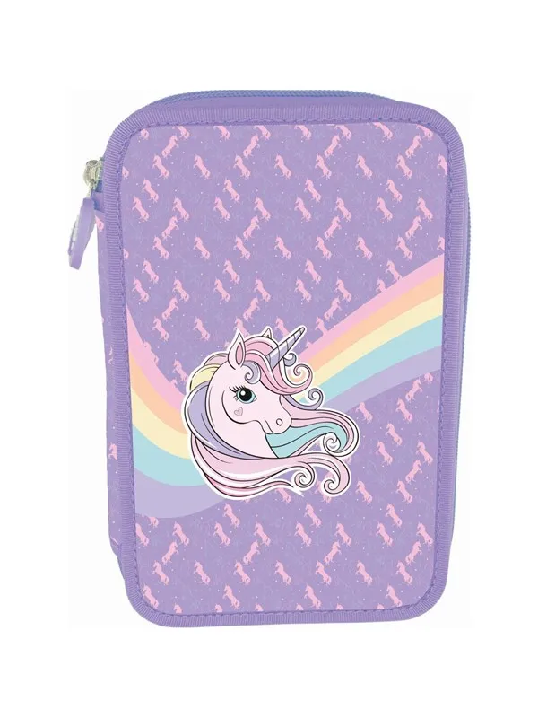 Tinka PENCILCASE DUBBLE UNICORN LILLA  COOL SCHOOL
