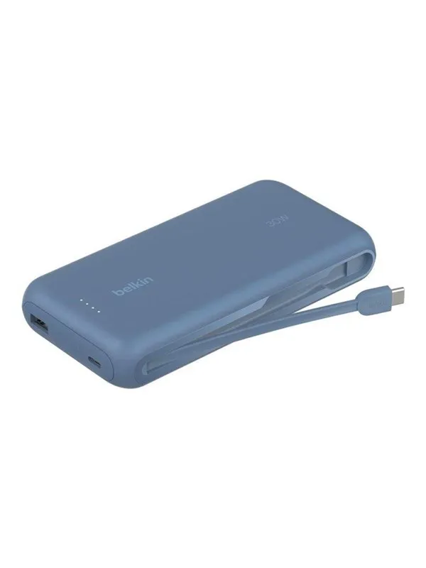 Belkin BoostCharge power bank - with integrated cable - 2 x USB-C USB - 30 Watt Nødlader - 20000 mAh
