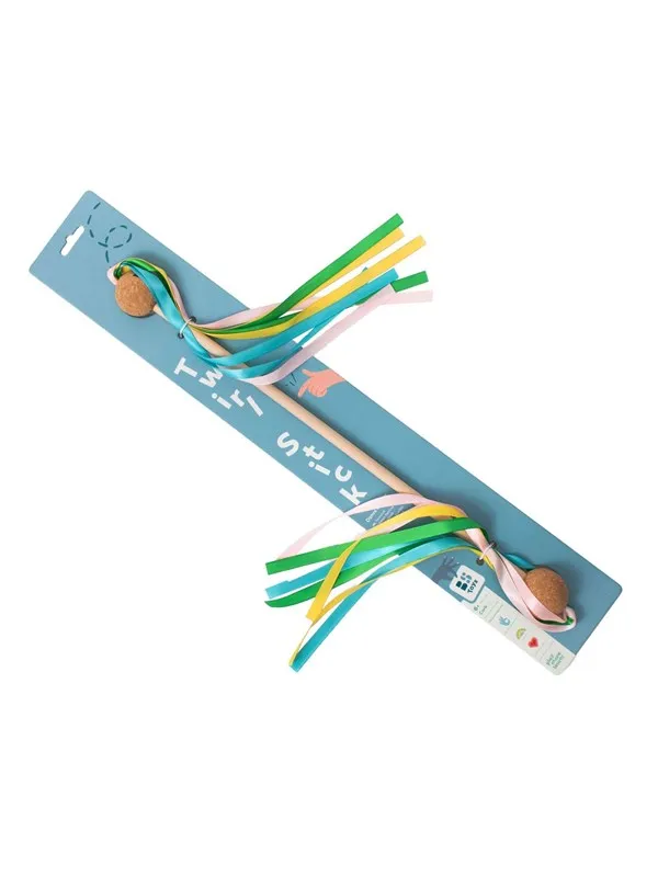 BS Toys Wooden Spinning Rod with Ribbon