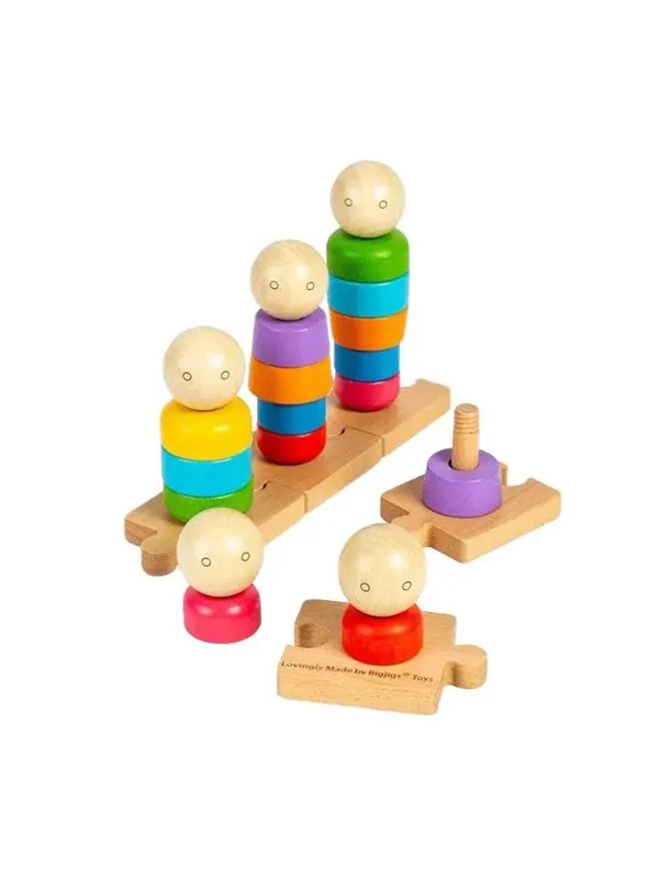 Bigjigs Wooden Rainbow Family Stacking Toy 25pcs.