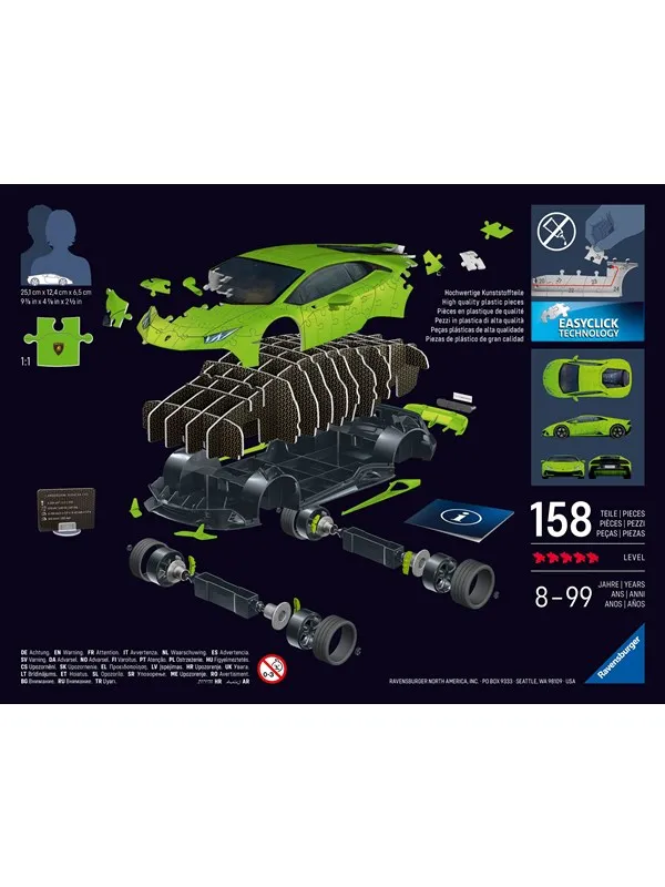 Ravensburger Lamborghini Huracan 3D Puzzle, 108pc 3D Puslespill