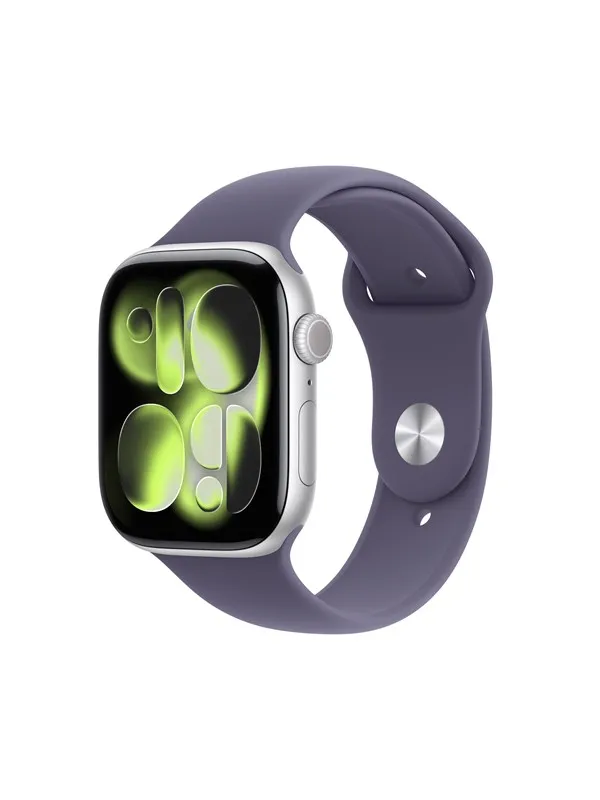 Apple Watch Series 11 GPS 46mm Silver Aluminium Case with Purple Fog Sport Band - S/M