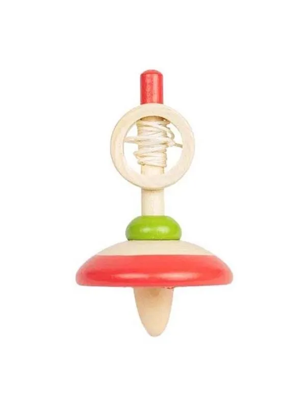 Bigjigs Wooden Pull Rope Spinning Top