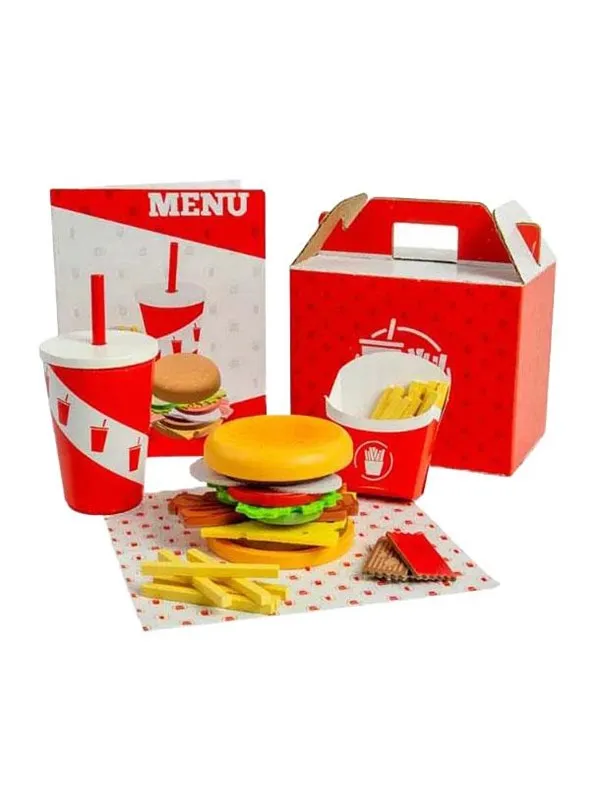 Bigjigs Wooden Burger and Fries Set 48pcs.