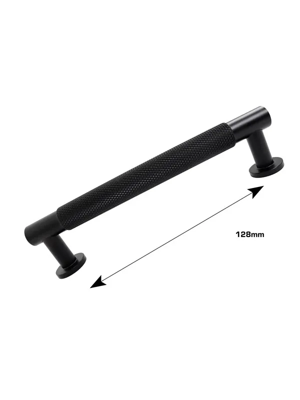 Home>it knurled handle 128 mm matt black 2 pcs.