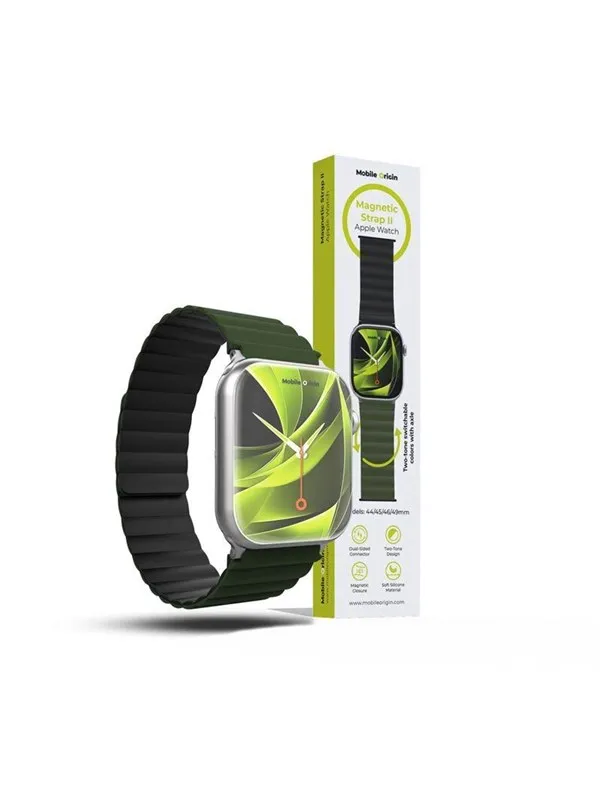 Mobile Origin Magnetic Watch Strap II - green/black - Apple Watch 49mm/46mm/45mm/44mm