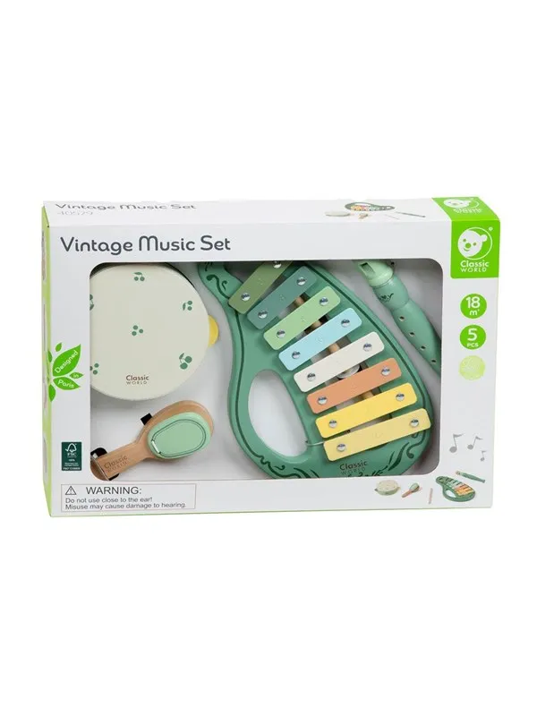 Classic World Wooden Vintage Musical Instruments Set 5pcs.