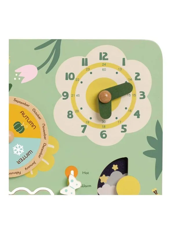 Classic World Wooden Vintage Calendar Learning Clock