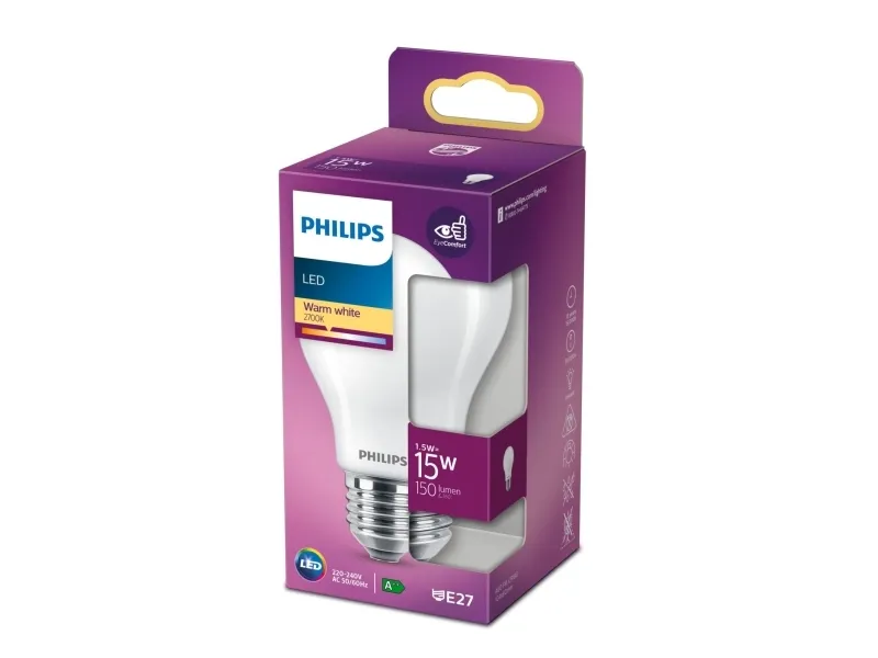 Philips LED-lyspære Classic 1.5W/827 (15W) Frosted E27