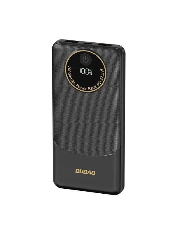 Dudao Powerbank K12 10000mAh PD22.5W USB-A USB-C - black Nødlader - Svart - 10000 mAh