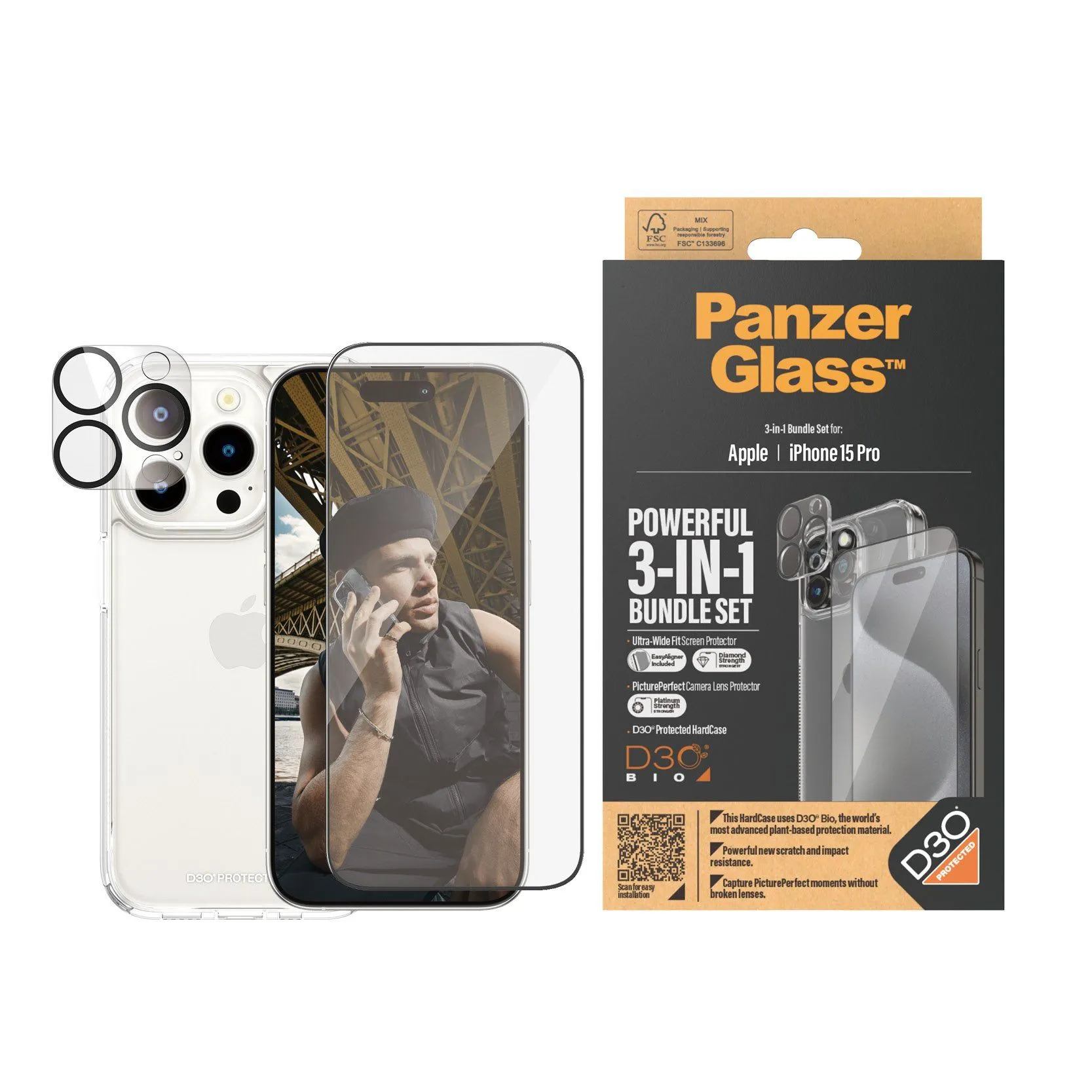 PanzerGlass 3-in-1 Pack iPhone 15 Pro