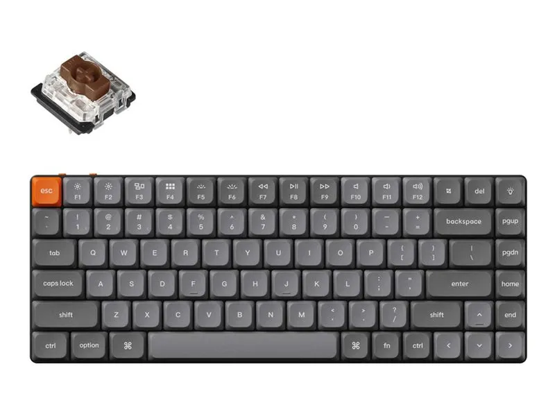 Keychron K3 Max QMK/VIA Wireless RGB Hot Swap Low Profile Brown - Gamingtastatur - Uten numpad - Nordisk - Grå