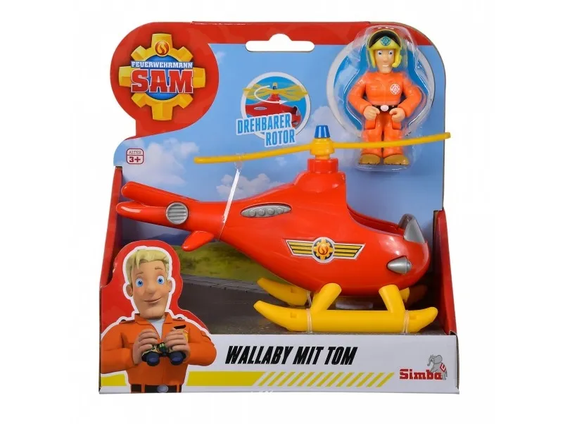 Simba Brannmann Sam Helikopter Wallaby med Tom Thomas Figur