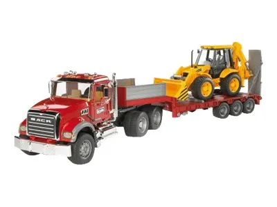 Bruder MACK Granite Low loader truck with JCB 4CX  Backho
