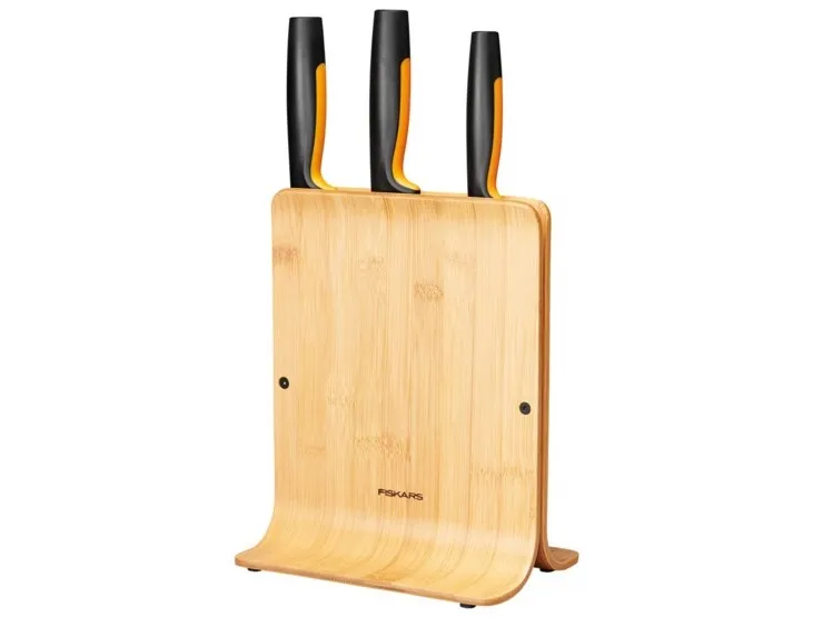 Fiskars Functional Form Bamboo knife block 3 knives