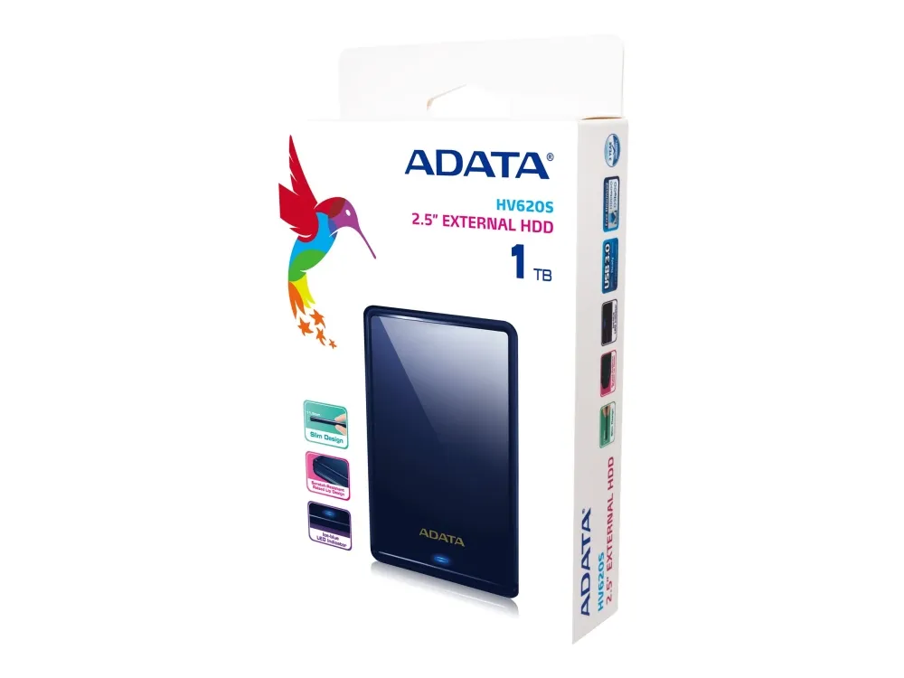 A-Data HV620S Portable Hard Drive - Ekstern Harddisk - 1TB - Blå