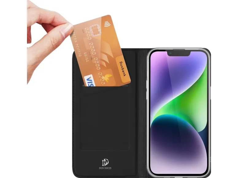 Dux Ducis iPhone 15 Plus Case Cover with Flip and Wallet  Skin Pro - Black
