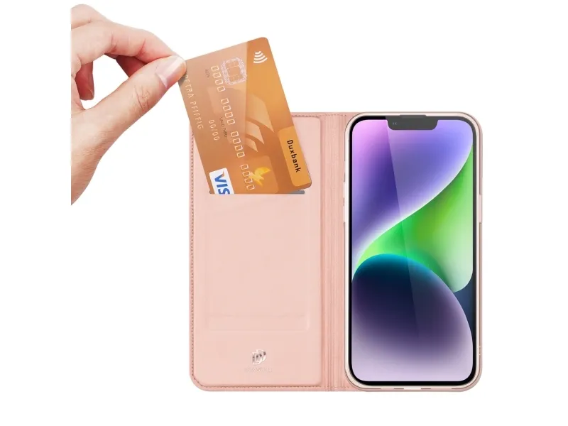 Dux Ducis iPhone 15 Plus Case Cover with Flip and Wallet  Skin Pro - Pink