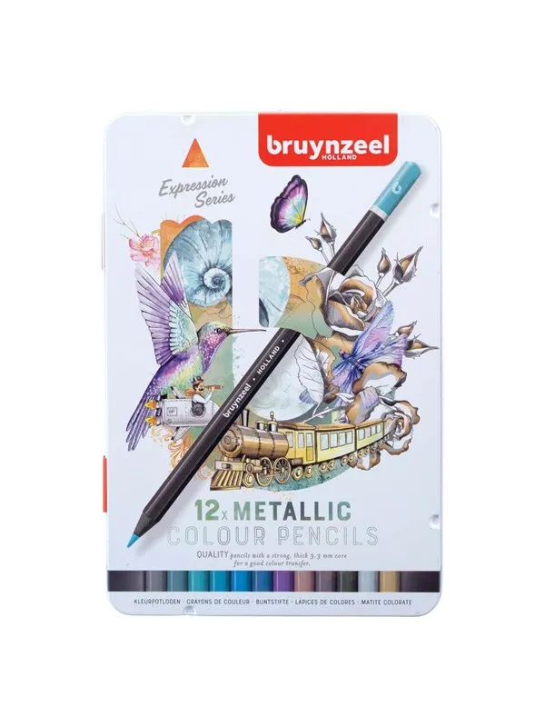 Bruynzeel Expression Coloured Pencils Metallic Shades Tin 12