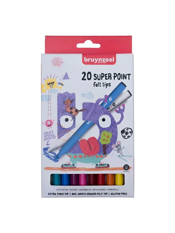 Bruynzeel Kids Super Point Felt-Tip Pens Set 20 Colors
