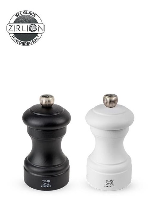Peugeot Bistro Set of Manual Salt and Pepper Mills in Wood Matt Blanck and White 10 cm