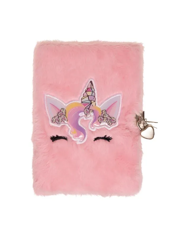 Euromic UNICORN GEMS Diary w/lock PLUSH cover w/topcard