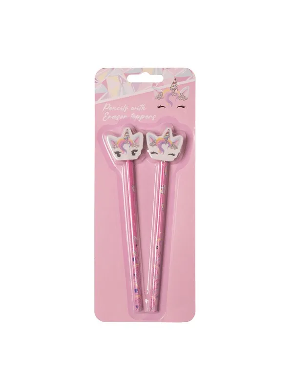 Euromic UNICORN GEMS 2-pack pencils w/eraser toppers