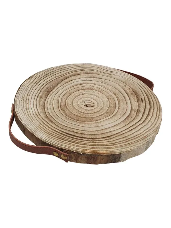 Playwood - Decoration Tree Disc Paulownia Wood with Leather Handles