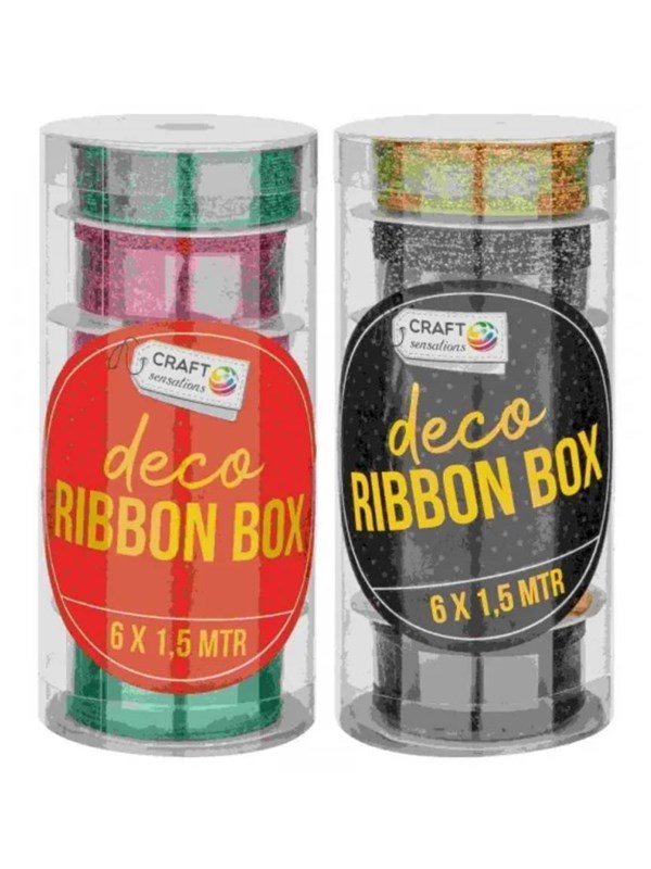 Creative Craft Group Gift ribbon 6 wide rolls in round box. Ace