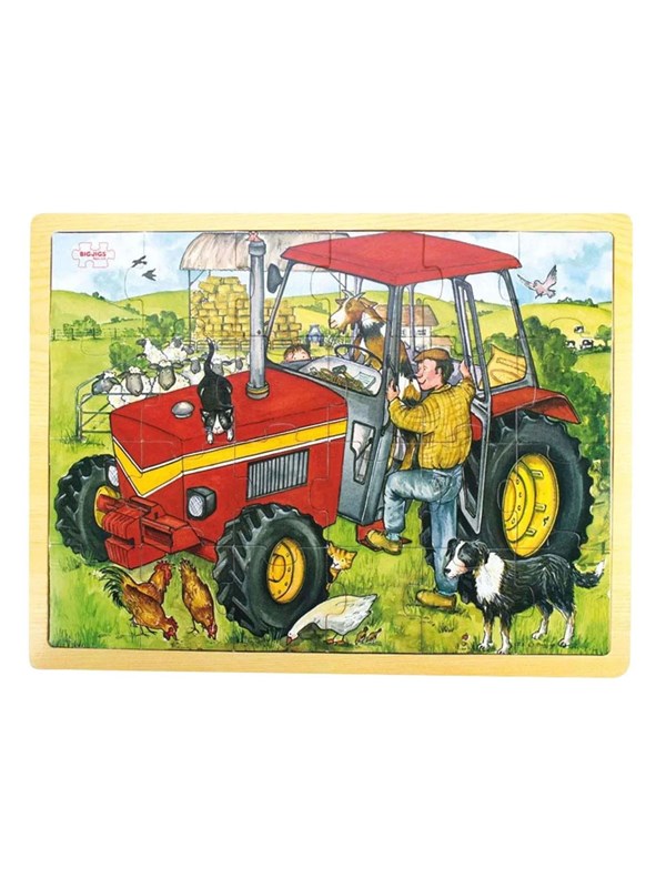 Bigjigs Wooden Tractor Jigsaw Puzzle - 20 pcs. Tre