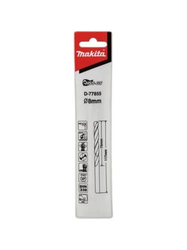 Makita D-77855 Metal Drill Bit HSS-GS 8.0x117mm