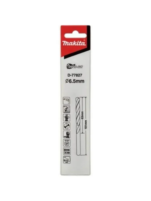 Makita D-77827 Metal Drill Bit HSS-GS 6.5x101mm